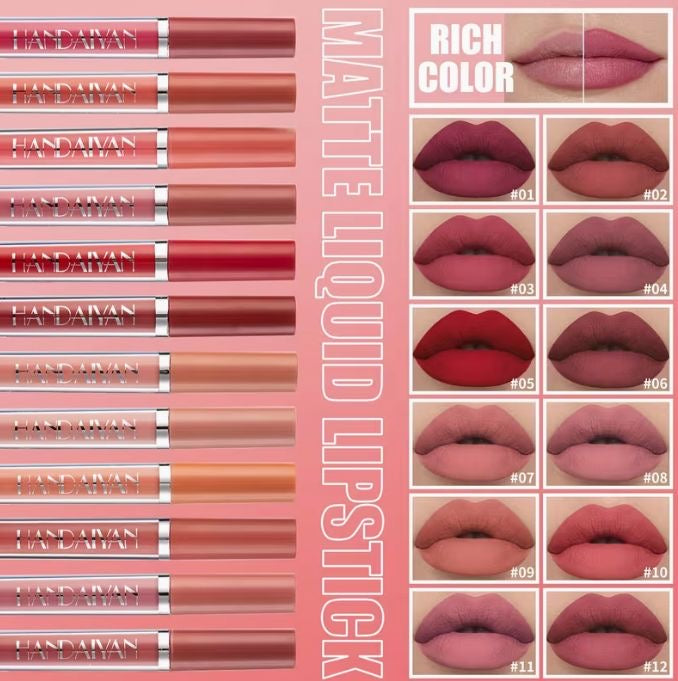 Komplet od 12 tečni karmini Glam Lips 💋